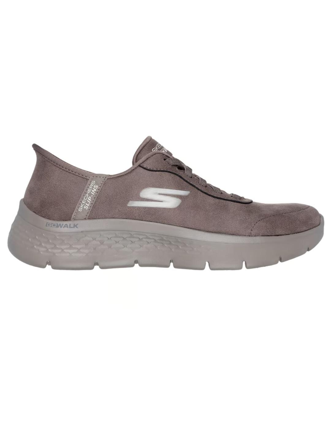 Zapatillas skechers go walk flex slip ins marrón de mujer.
