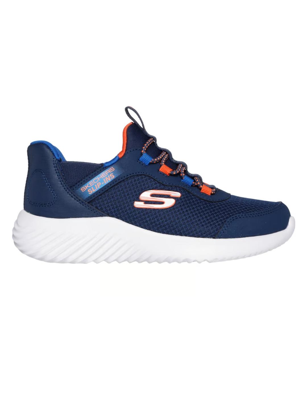 Zapatillas skechers bounder brisk slip ins marino de niño.