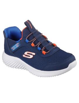 Zapatillas skechers bounder brisk slip ins marino de niño.