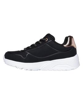 Zapatillas skechers uno lite metallic mode negro de niño.