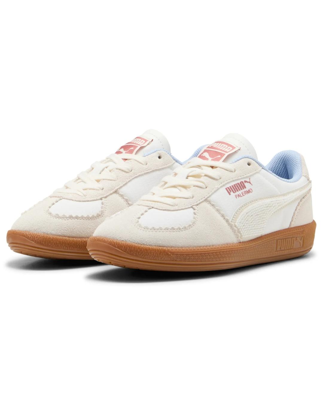 Zapatillas puma palermo gentle meld blanco beige de mujer.