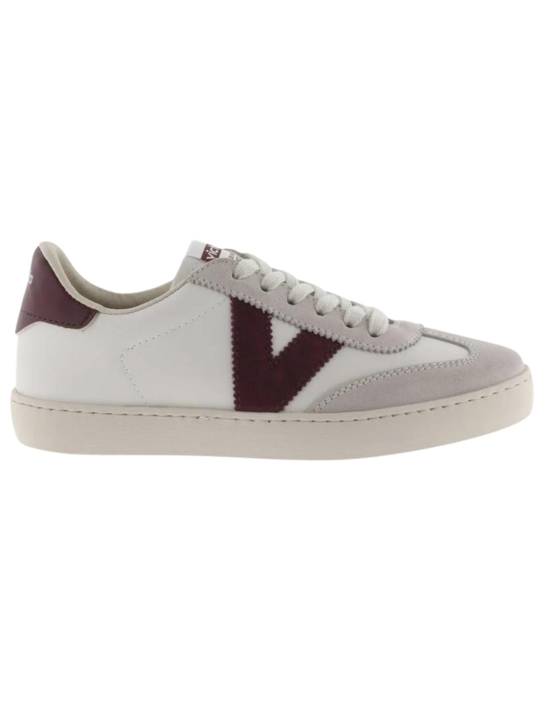 Zapatillas victoria berlin blanco roto granate de mujer.