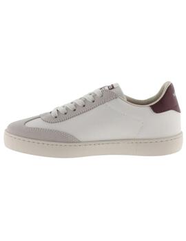 Zapatillas victoria berlin blanco roto granate de mujer.
