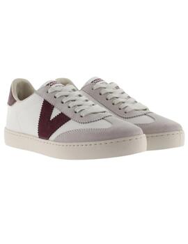 Zapatillas victoria berlin blanco roto granate de mujer.