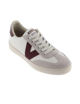 Zapatillas victoria berlin blanco roto granate de mujer.
