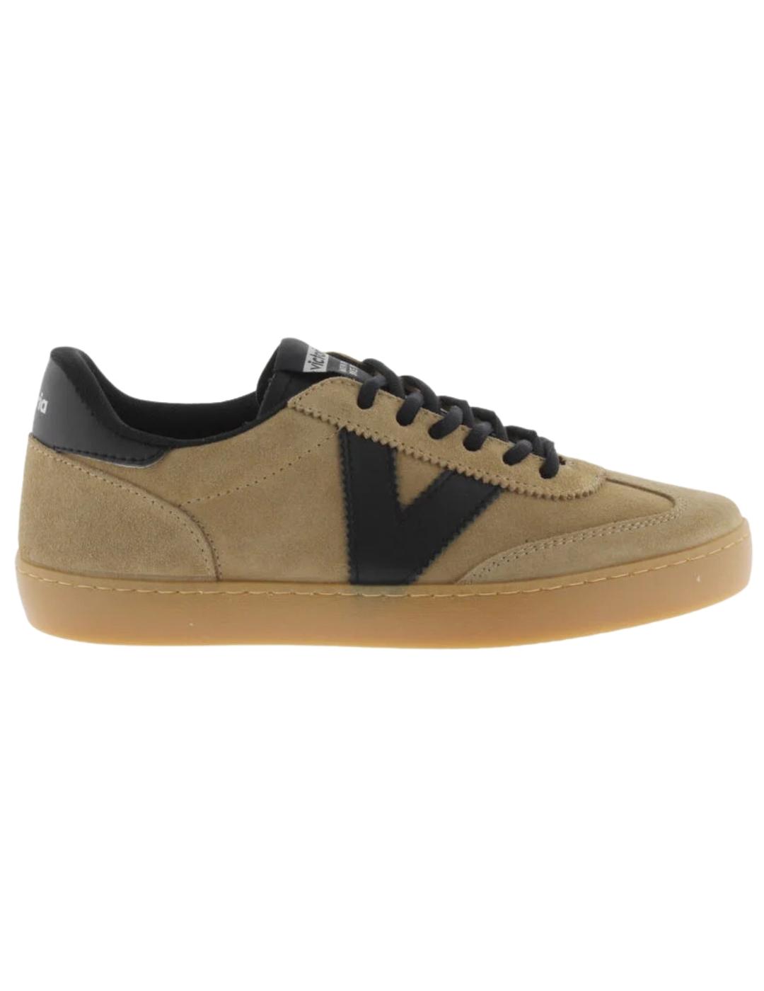 Zapatillas victoria berlin ciclista serraje beige de mujer.
