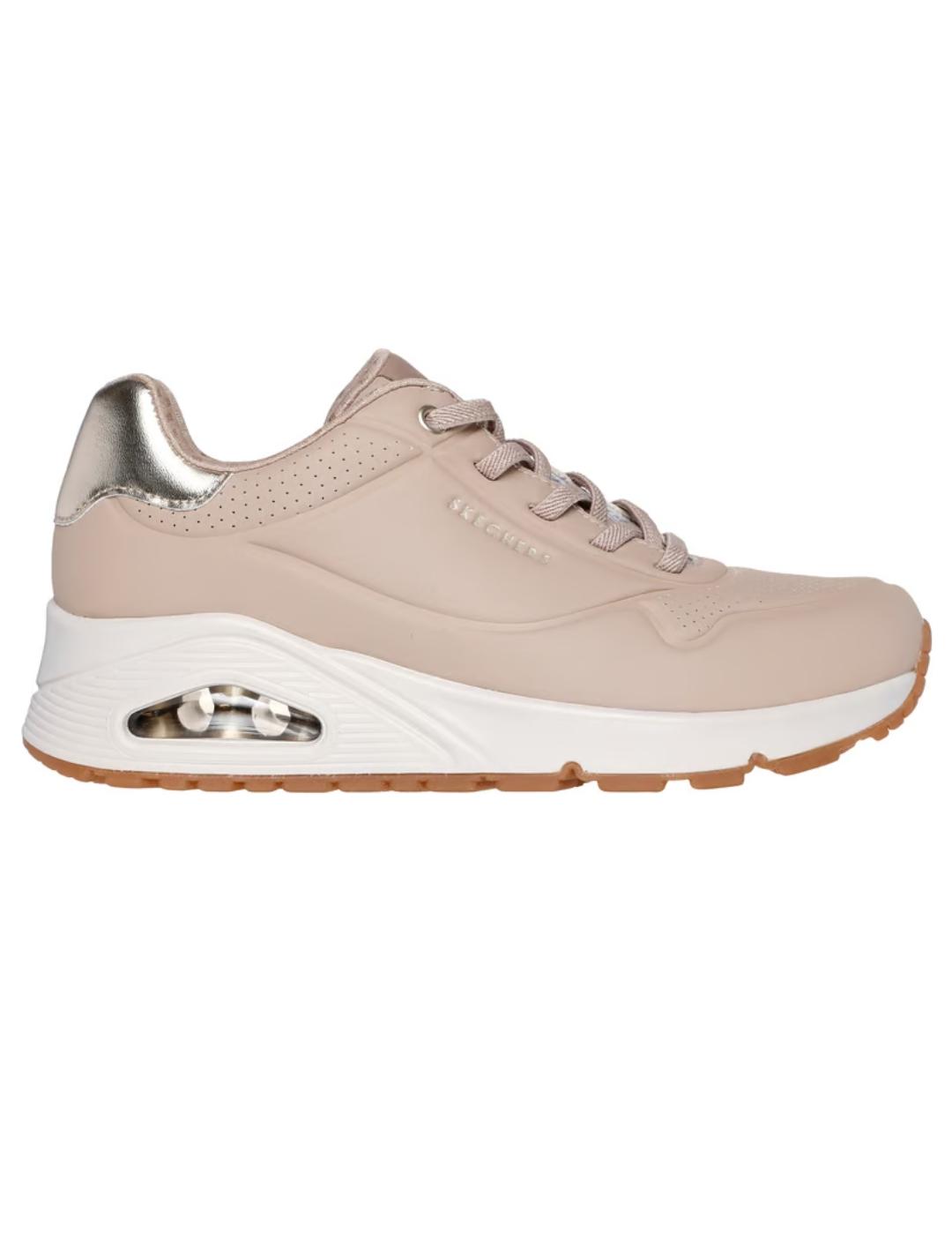 Zapatillas skechers uno shimmer away marrón de mujer.
