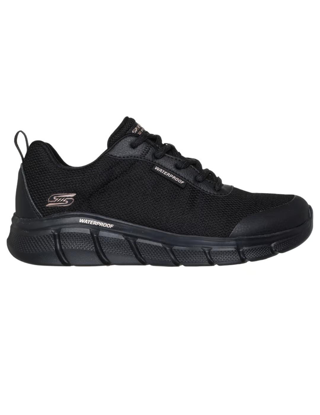 Zapatilla skechers bobs flex proof waterproof negro de mujer
