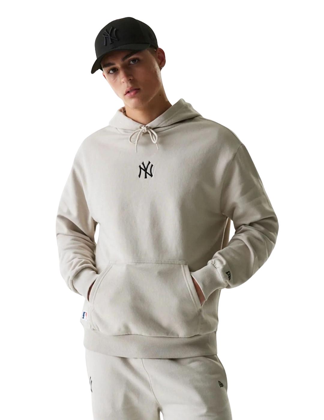 Sudadera capucha new era NY Yankees ess beige de hombre.