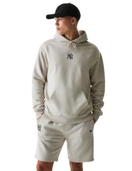 Sudadera capucha new era NY Yankees ess beige de hombre.