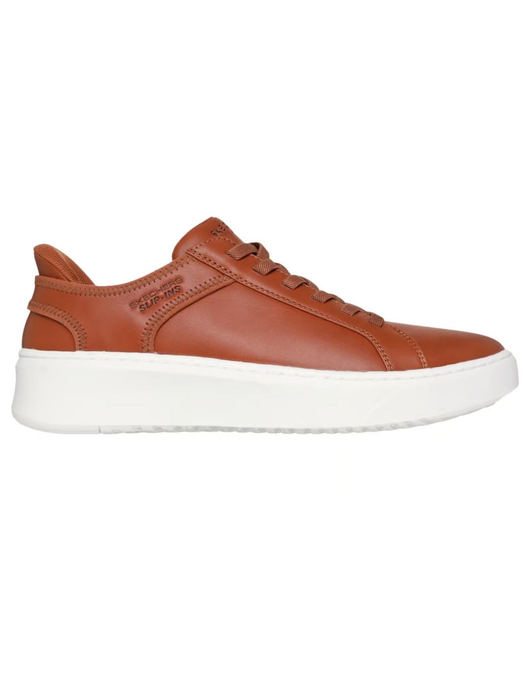 Zapatillas skechers court break double slipins marrón hombre