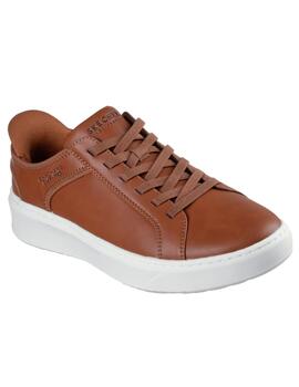 Zapatillas skechers court break double slipins marrón hombre