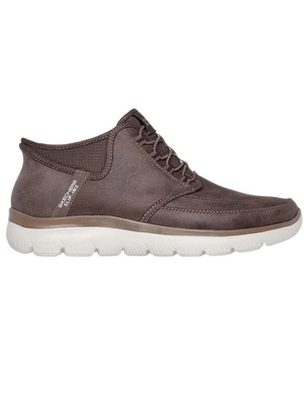 Zapatillas skechers summits siegul slipins marrón de hombre.