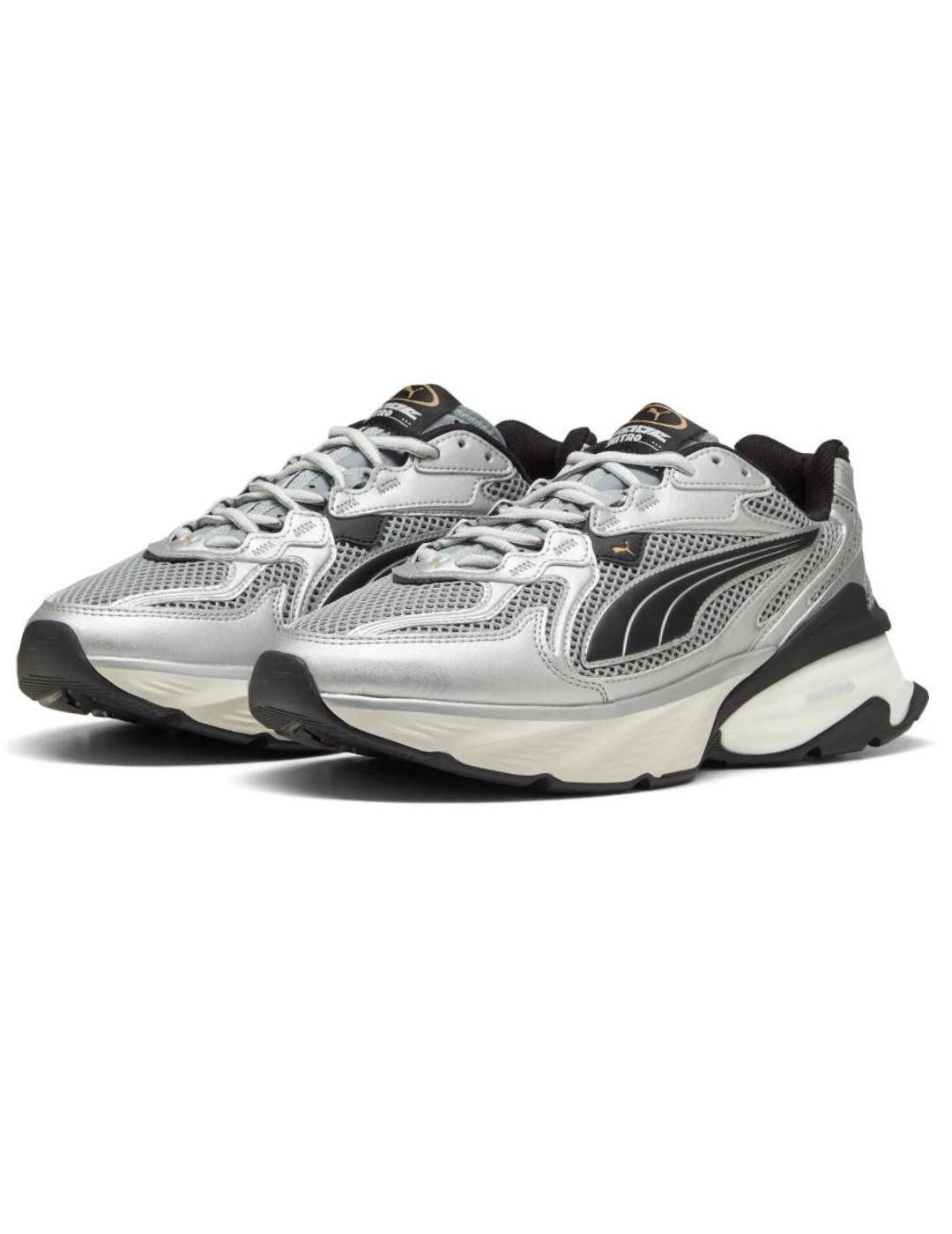 Zapatillas puma fade nitro ls gris plata de hombre.