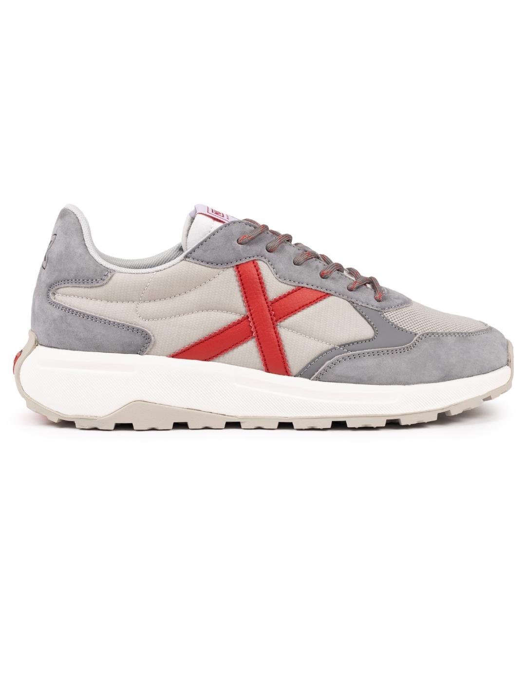 Zapatillas munich babel 15 gris rojo de hombre.