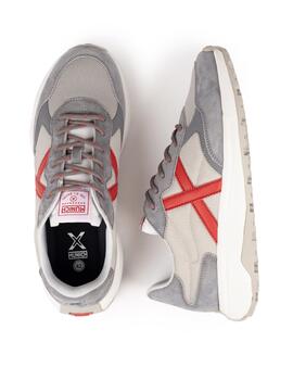 Zapatillas munich babel 15 gris rojo de hombre.