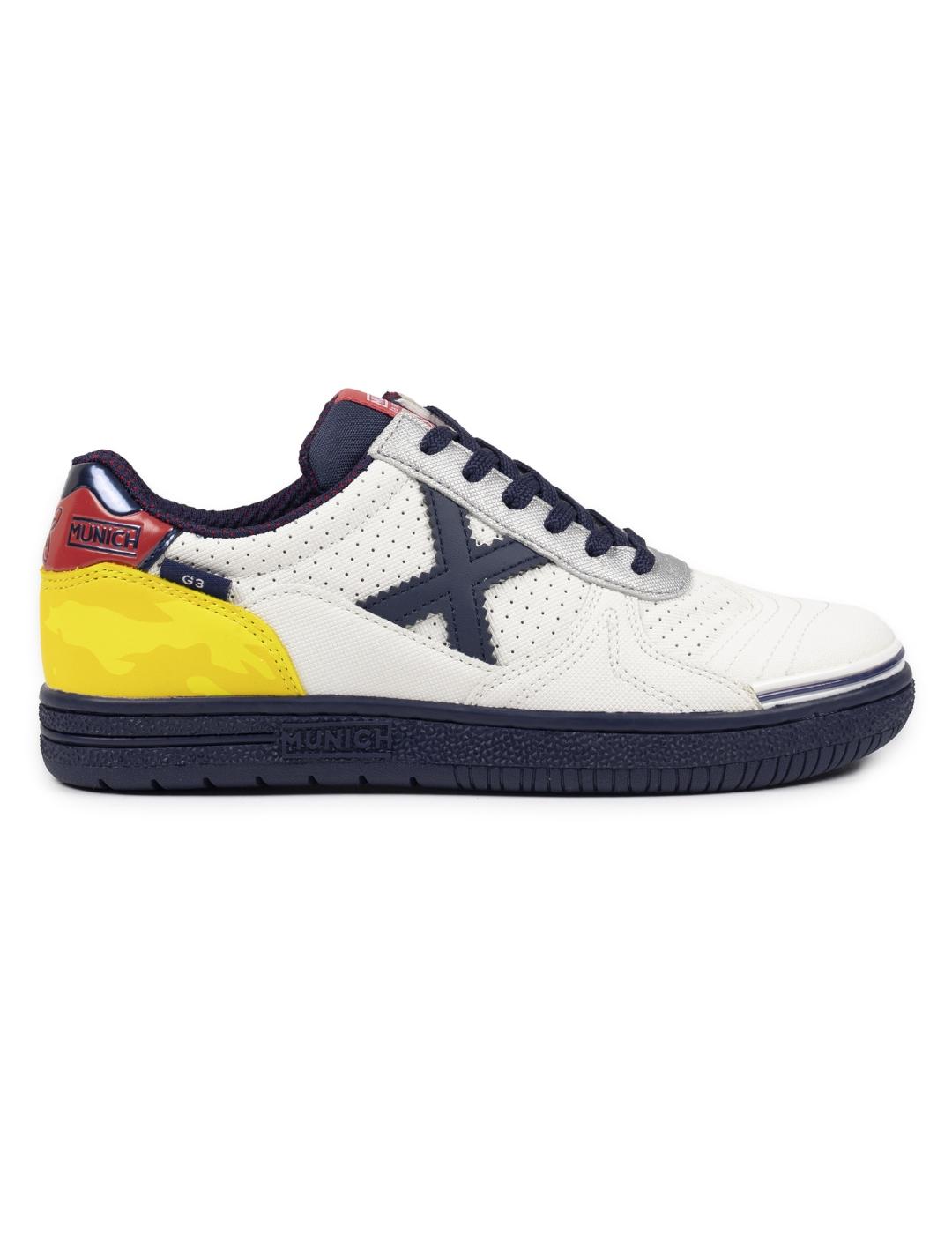 Zapatillas munich g-3 kid 451 blanco azul de niño.