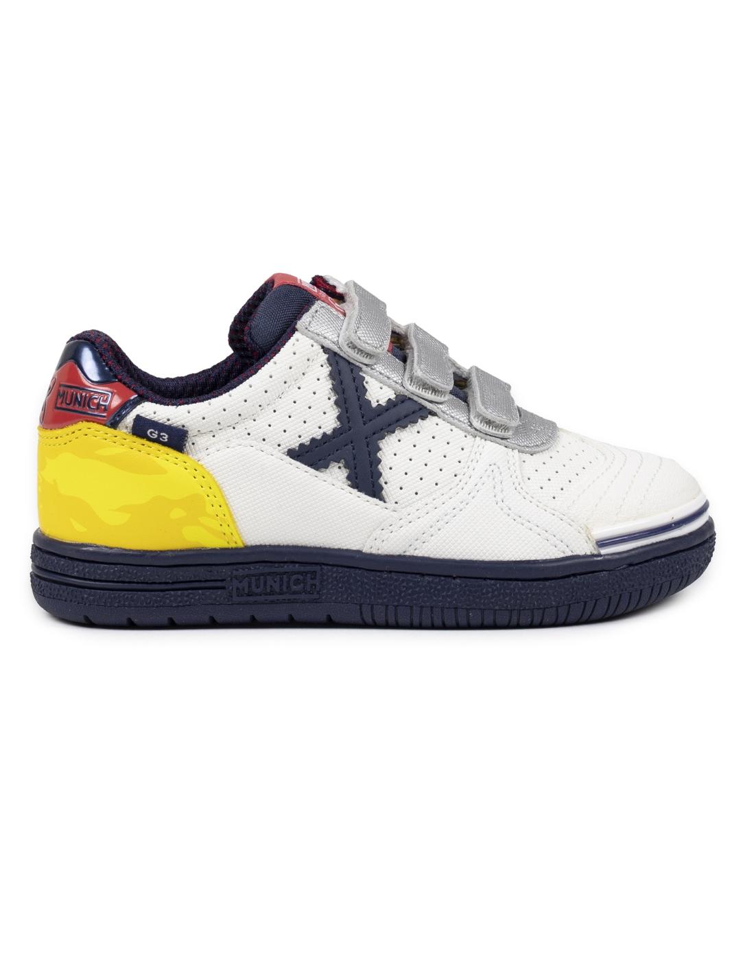 Zapatillas munich g-3 vco kid 451 blanco azul de niño.