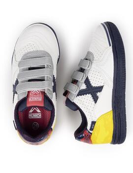 Zapatillas munich g-3 vco kid 451 blanco azul de niño.
