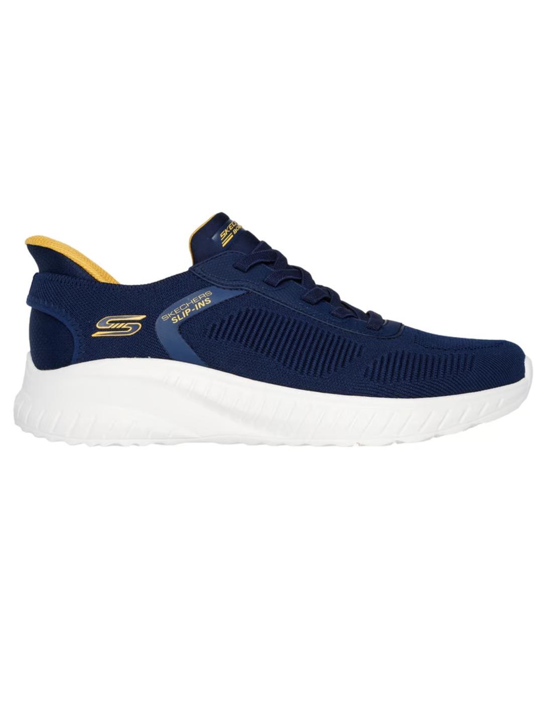 Zapatillas skechers bobs squad solid step azul de hombre.