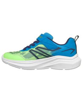 Zapatillas skechers microspec velocity azul lima de niño.