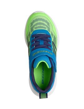 Zapatillas skechers microspec velocity azul lima de niño.