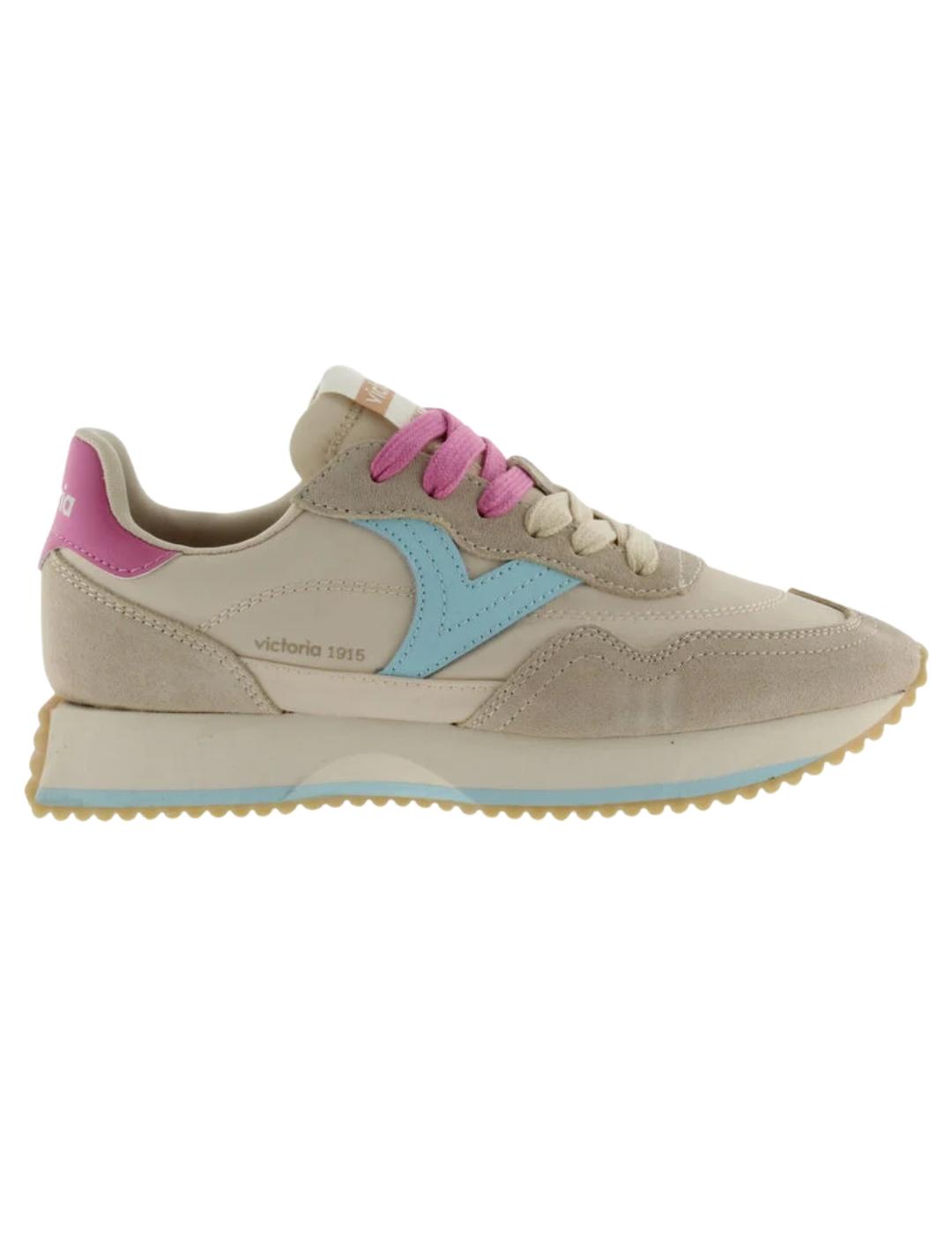 Zapatillas victoria cosmo nylon beige de mujer.
