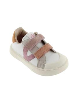 Zapatillas victoria oliver barefoot blanco rosa de niña.