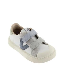 Zapatillas victoria oliver barefoot blanco azul de niño.