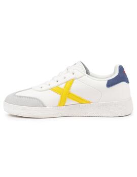 Zapatillas munich mini barru 16 blanco amarillo de niño.