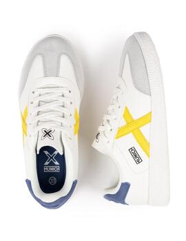 Zapatillas munich mini barru 16 blanco amarillo de niño.