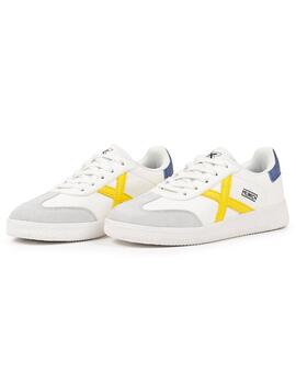 Zapatillas munich mini barru 16 blanco amarillo de niño.