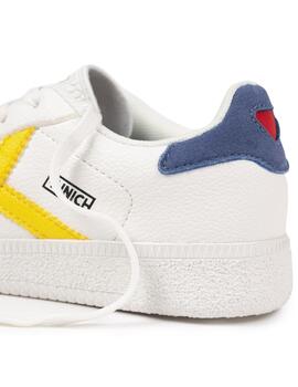 Zapatillas munich mini barru 16 blanco amarillo de niño.