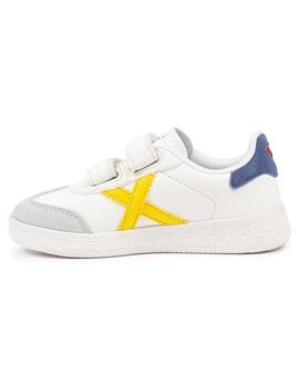 Zapatillas munich mini barru 16 vco blanco amarillo de niño.