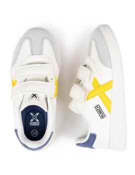 Zapatillas munich mini barru 16 vco blanco amarillo de niño.