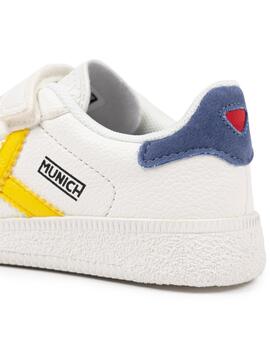 Zapatillas munich mini barru 16 vco blanco amarillo de niño.
