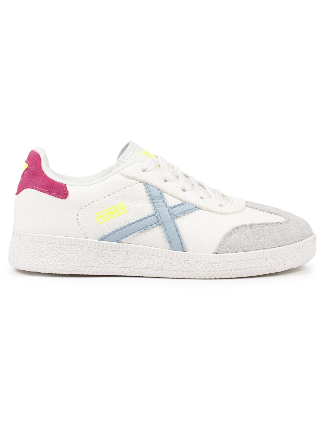 Zapatillas munich mini barru 15 blanco rosa de niña.