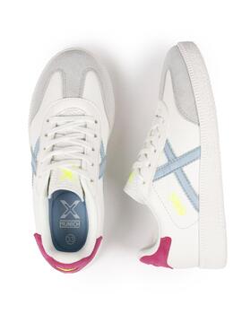 Zapatillas munich mini barru 15 blanco rosa de niña.