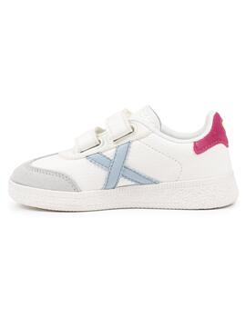 Zapatillas munich mini barru 15 vco blanco rosa de niña.