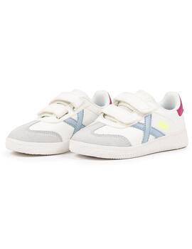 Zapatillas munich mini barru 15 vco blanco rosa de niña.