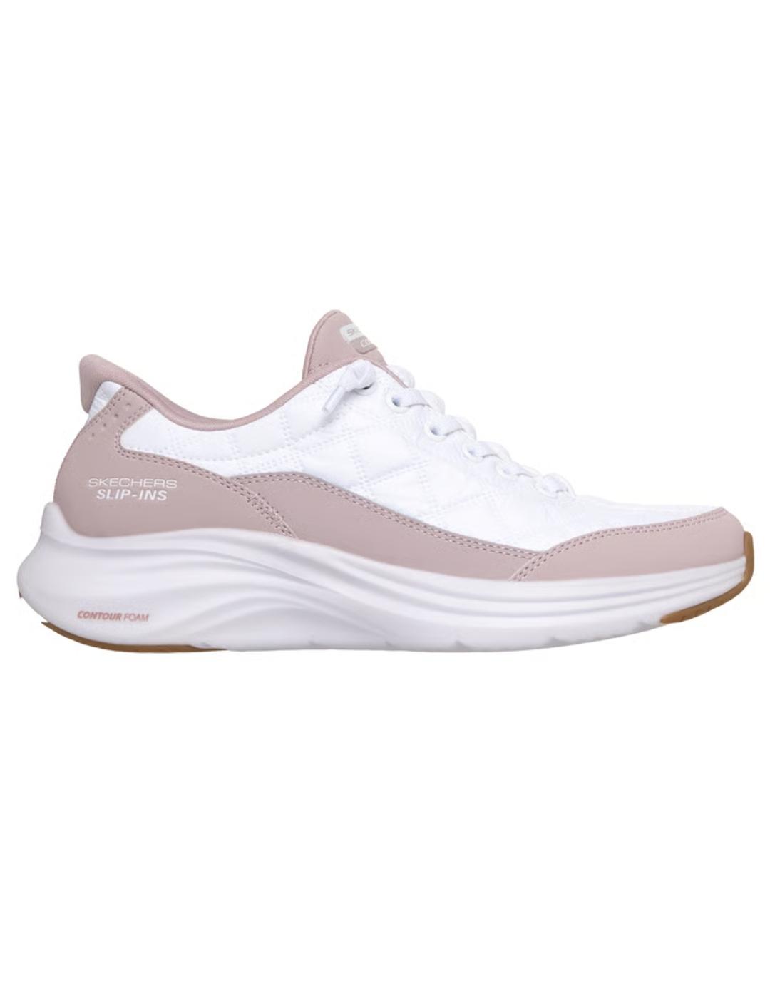 Zapatillas skechers contour foam blanco violeta de mujer.