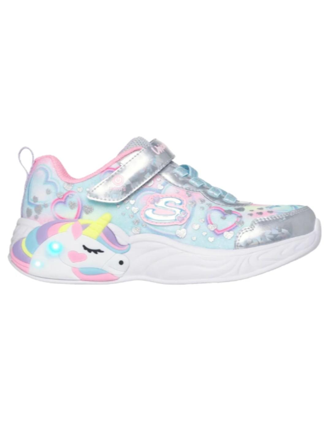 Zapatillas skechers s lights unicorn dreams plarta de niña.