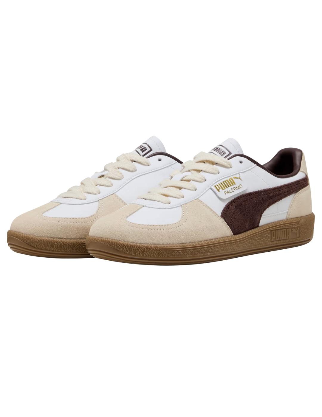 Zapatillas puma palermo lth blanco marrón de mujer