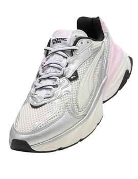 Zapatillas puma fade nitro ls plata rosa de mujer.