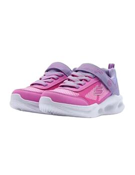 Zapatillas skechers s lights ombre deluxe rosa de niña.