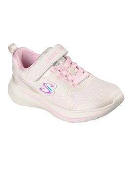 Zapatillas skechers wave 92 blanco brillo de niña.