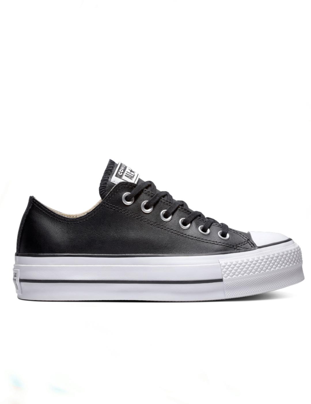 Zapatilla All star Chuck Taylor plataf. piel negro de mujer