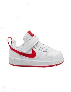 Activar entrada Persuasión Zapatilla Nike court borough low 2 blanco rojo de niño