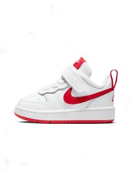 Zapatilla Nike court borough low 2 blanco rojo de niño