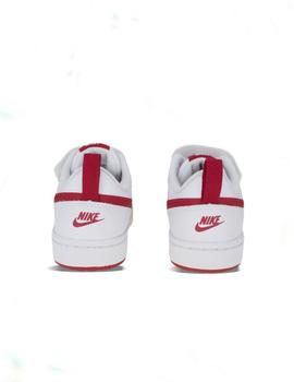 Zapatilla Nike court borough low 2 blanco rojo de niño